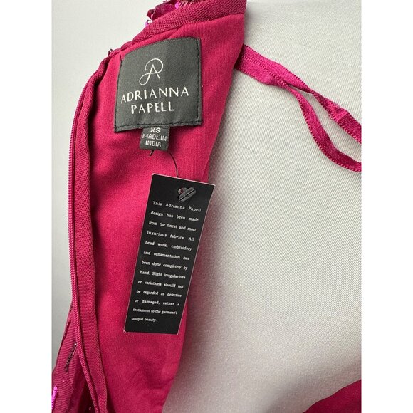 Adrianna Papell Embellished Rhinestones Kaftan Shift Dress Red Plum Size XS - Picture 11 of 16